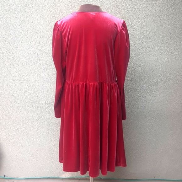 Ava & Viv Dress XXL Rose Velvet Sweetheart Neckline Rosette Midi A-Line - Picture 8 of 12